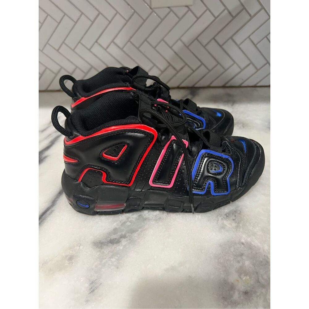 Nike Air More Uptempo GS 4Y Women 5.5 FD1012-001 Black Multi Color Outline